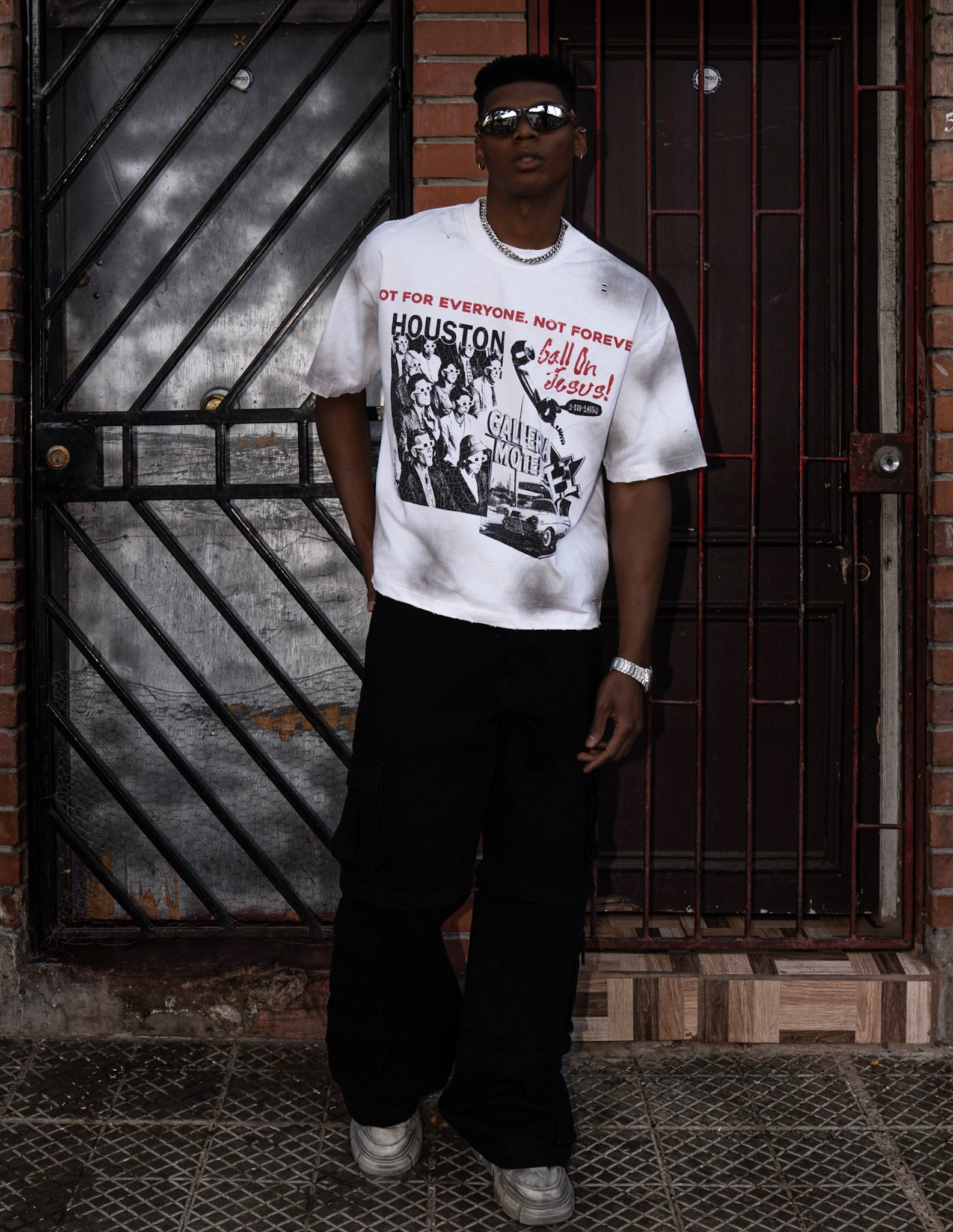 Houston White Distressed Tee